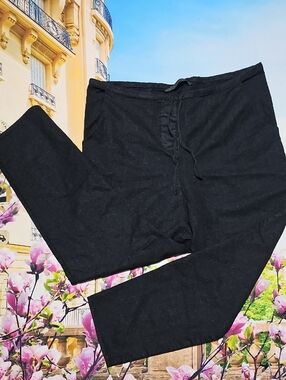Elsa Esturgie Classic Black Drawstring Casual Pants Size 38
